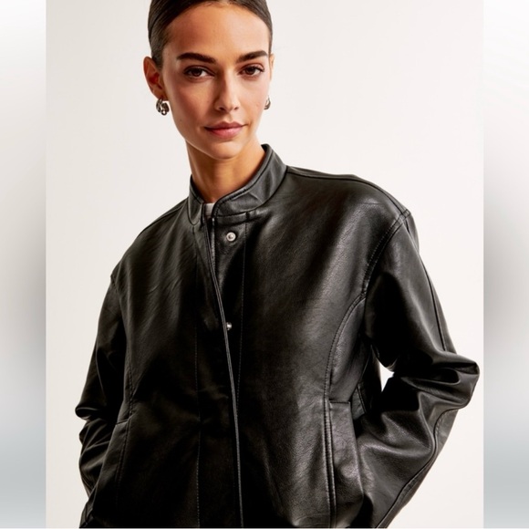 Abercrombie & Fitch Black Leather Jacket - Picture 8 of 9